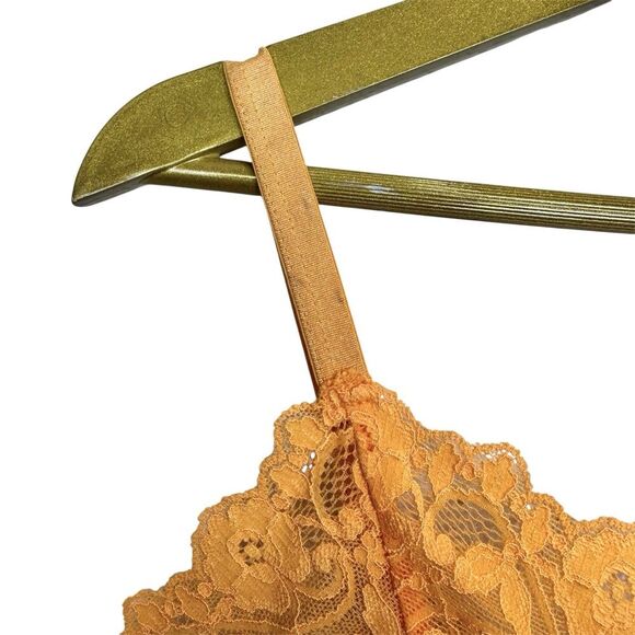 Vintage Avenue Women Y2K Lace Trim Cami Size 14/16 Orange Preppy Ribbed Knit 90S - Picture 3 of 7